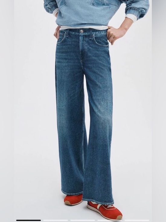 rag & bone Pants - rag & bone Wide Leg Denim Jeans in Medium Blue